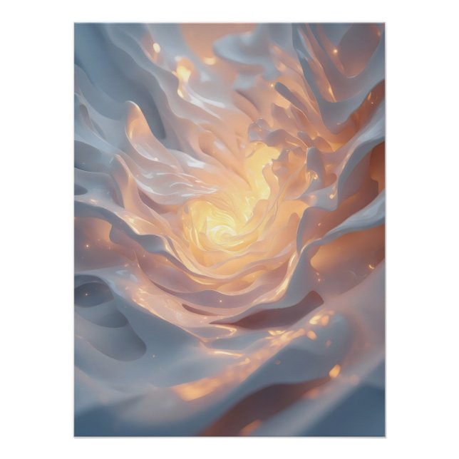 Heart of Summer – Luminous Abstract Blue & Gold Poster (Front)