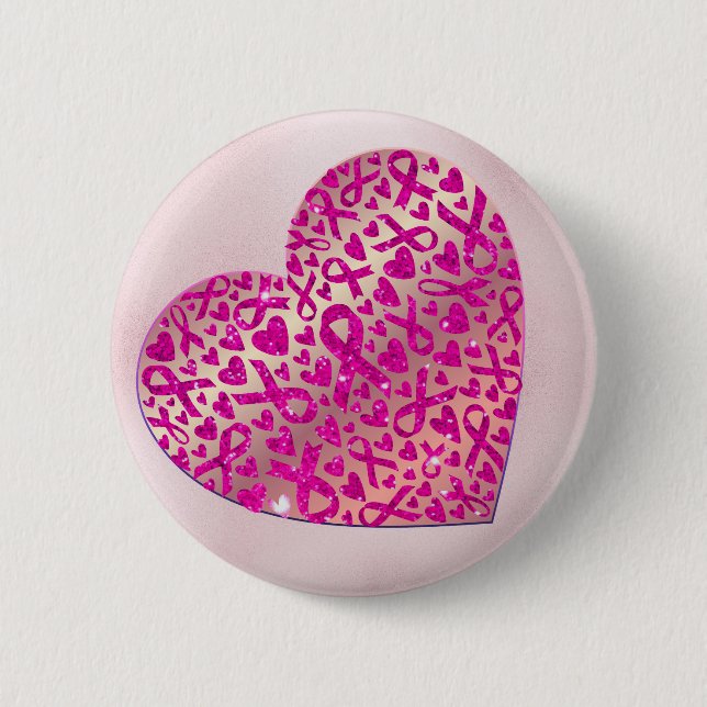 Heart of Support Against Breast Cancer 6 Cm Round Badge (Front)