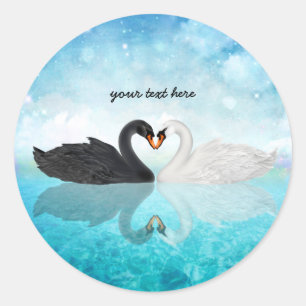 Heart of swans classic round sticker