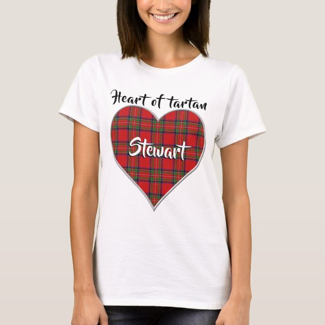 Heart of Tartan Clan Stewart Plaid T-Shirt (Front)