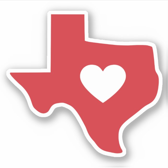 Heart of Texas State Customisable Die Cut Sticker (Front)