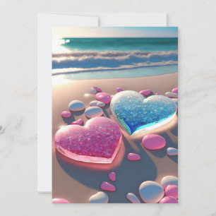 Heart of the Coast: Glittering Beach Wedding Invit Invitation