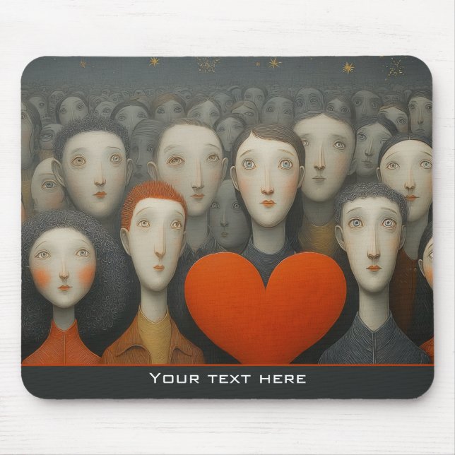 Heart of the Crowd Whimsical Folk Art  Mouse Mat (Front)