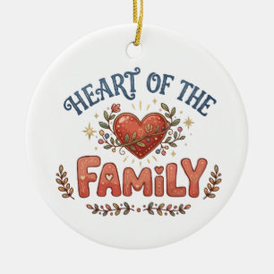 Heart of the Family Floral Heart Ceramic Tree Decoration