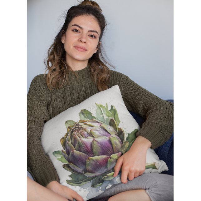  Heart of the Garden: Artichoke in Watercolor Cushion (Creator Uploaded)