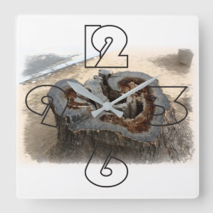 Heart of the old tree square wall clock