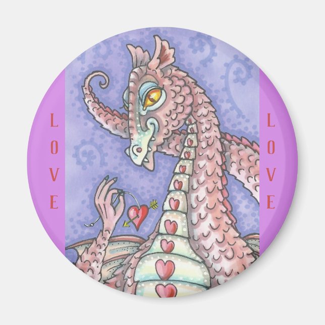 HEART ON A STRING PINK DRAGON MAGNET (Front)