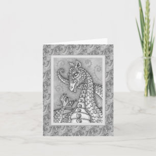 HEART ON A STRING PINK DRAGON VALENTINE, FANTASY CARD