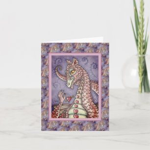 HEART ON A STRING PINK DRAGON VALENTINE, FANTASY CARD