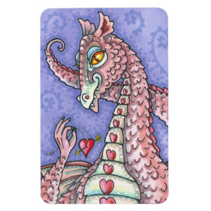 HEART ON A STRING PINK DRAGON VALENTINE, FANTASY MAGNET