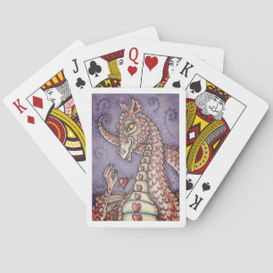 HEART ON A STRING PINK DRAGON VALENTINE, FANTASY PLAYING CARDS