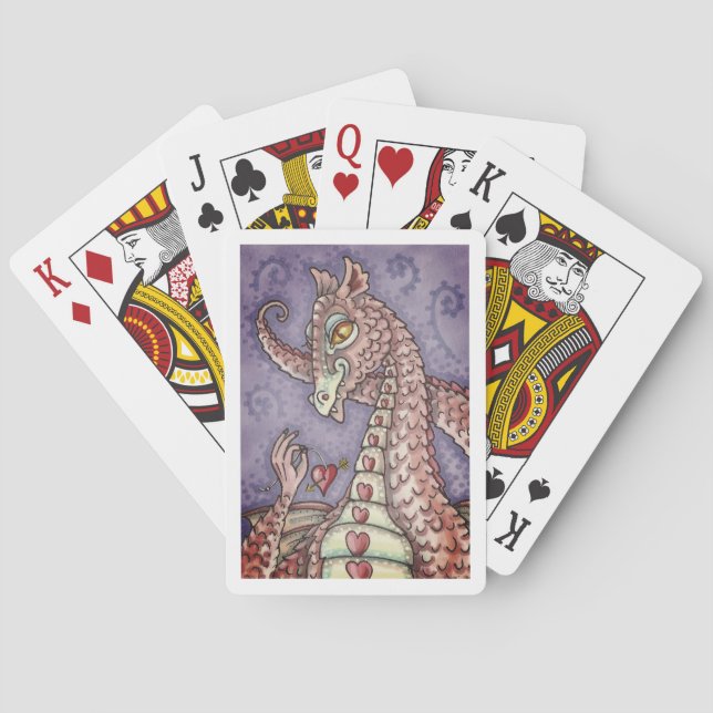 HEART ON A STRING PINK DRAGON VALENTINE, FANTASY PLAYING CARDS (Back)