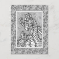 HEART ON A STRING PINK DRAGON VALENTINE, FANTASY