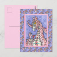 HEART ON A STRING PINK DRAGON VALENTINE, FANTASY