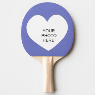 Heart on Blue Add Photo Frame Ping Pong Paddle