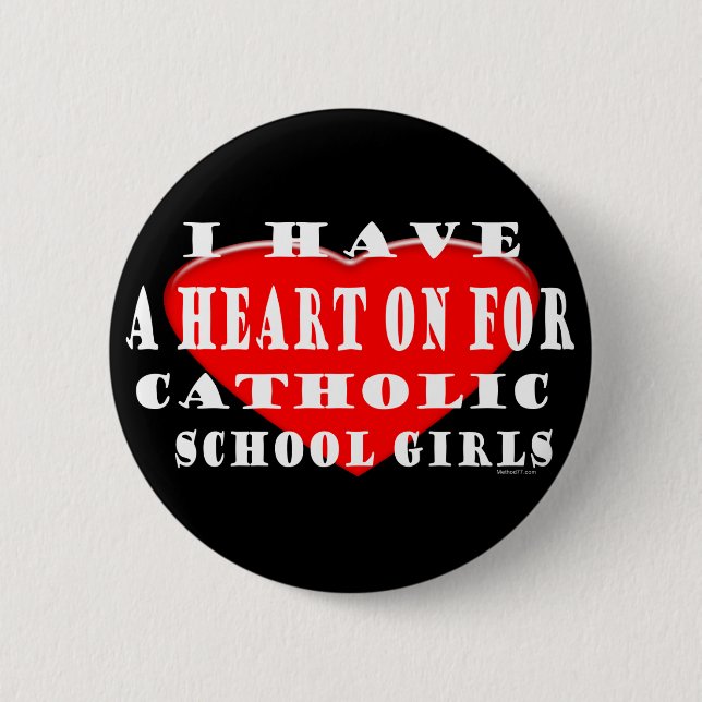 Heart On Catholic Girls Button (Front)