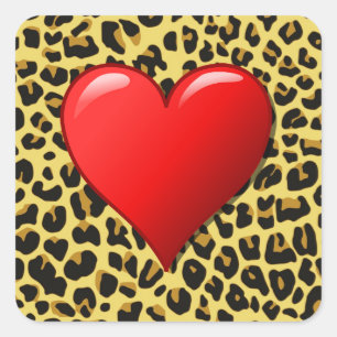 Heart on Cheetah Print Sticker