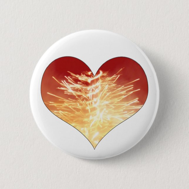 heart on fire 6 cm round badge (Front)