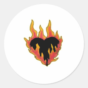 Heart on Fire Classic Round Sticker