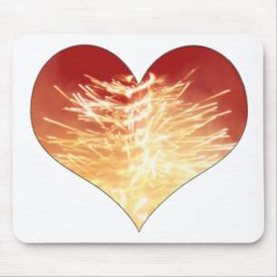 heart on fire mouse mat
