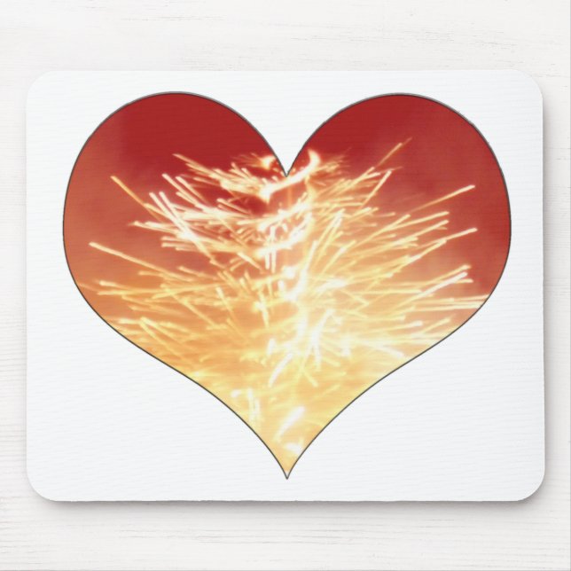 heart on fire mouse mat (Front)