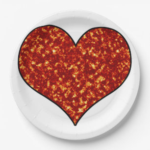 Heart on Fire Paper Plate