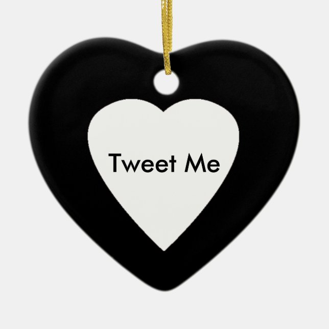 Heart on Heart-Tweet Ceramic Tree Decoration (Front)