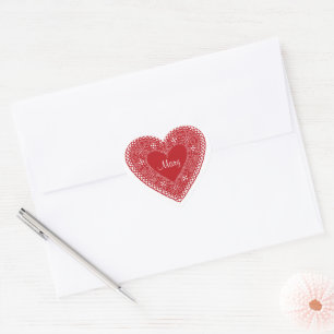 Heart on Hearts Vintage Lace  Heart Sticker