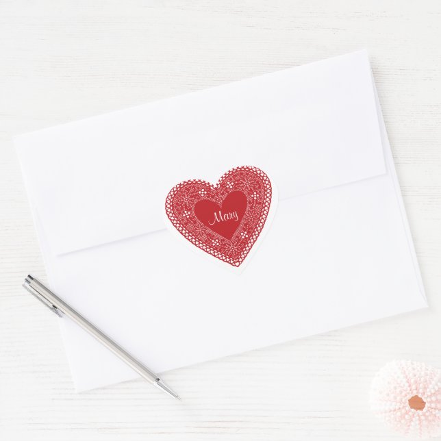 Heart on Hearts Vintage Lace  Heart Sticker (Envelope)