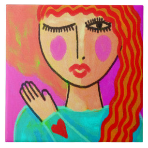 Heart on Her Sleeve Ceramic Tile