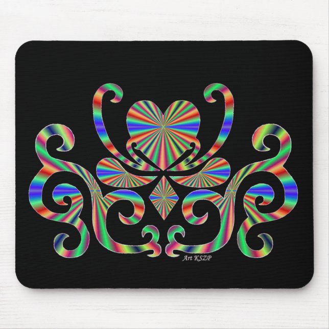 Heart on lily - rainbow mouse mat (Front)