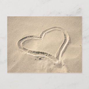 Heart on sand postcard