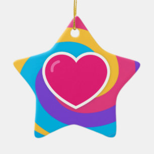 Heart on Swirls Personalised Star Shaped Christmas Ceramic Tree Decoration