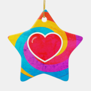 Heart on Swirls Personalised Star Shaped Christmas Ceramic Tree Decoration