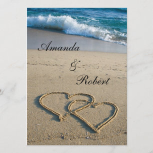 Heart on the Shore Beach Wedding Invitation