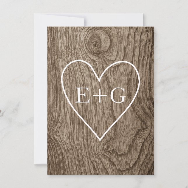 Heart on wood rustic wedding Save the Date (Front)