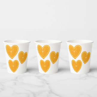 Heart Orange Paper Cup – Citrus Party Drinkware