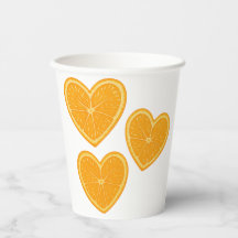 Heart Orange Paper Cup – Citrus Party Drinkware