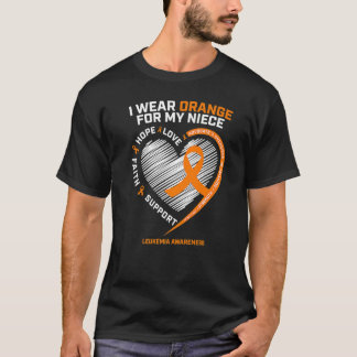 Heart Orange Ribbon For My Niece Leukaemia Awarene T-Shirt