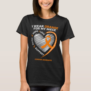 Heart Orange Ribbon For My Niece Leukaemia Awarene T-Shirt
