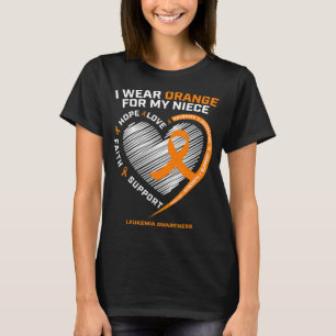 Heart Orange Ribbon For My Niece Leukaemia Awarene T-Shirt