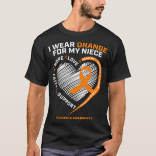Heart Orange Ribbon For My Niece Leukaemia Awarene T-Shirt