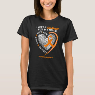 Heart Orange Ribbon For My Niece Leukaemia Awarene T-Shirt