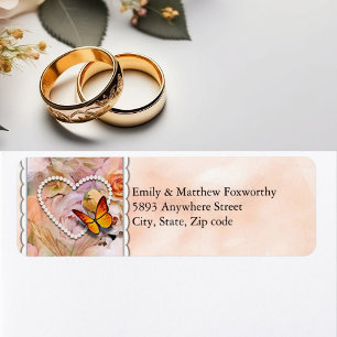 Heart Orange Roses Butterflies Couple Address