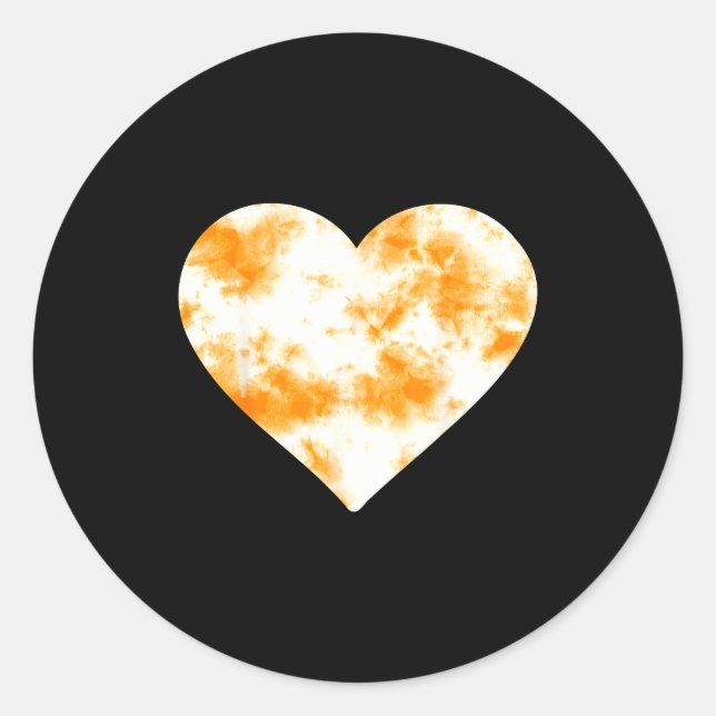Heart Orange Tie Dye - Cute Valentines Day Graphic Classic Round Sticker (Front)