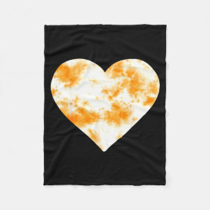 Heart Orange Tie Dye - Cute Valentines Day Graphic Fleece Blanket