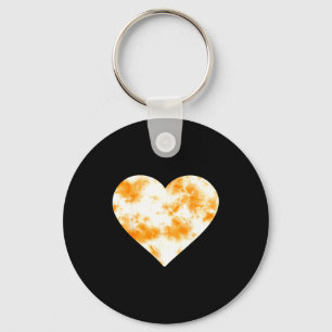 Heart Orange Tie Dye - Cute Valentines Day Graphic Key Ring