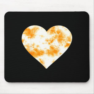 Heart Orange Tie Dye - Cute Valentines Day Graphic Mouse Mat