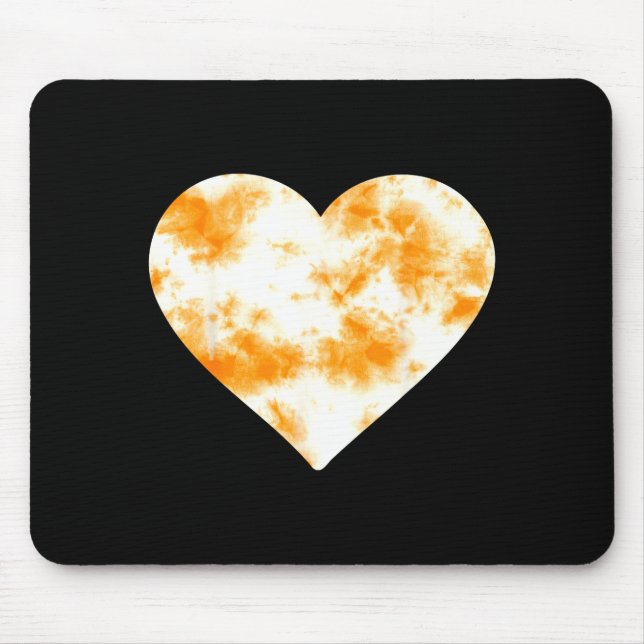 Heart Orange Tie Dye - Cute Valentines Day Graphic Mouse Mat (Front)