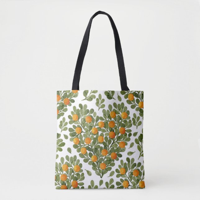 Heart Oranges: Green Branches Love. Tote Bag (Front)